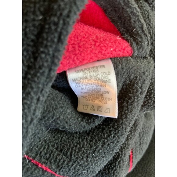 Susan Graver Black Reversable Fleece Coat L Red Stitching Minimalist Vintage - Picture 6 of 10